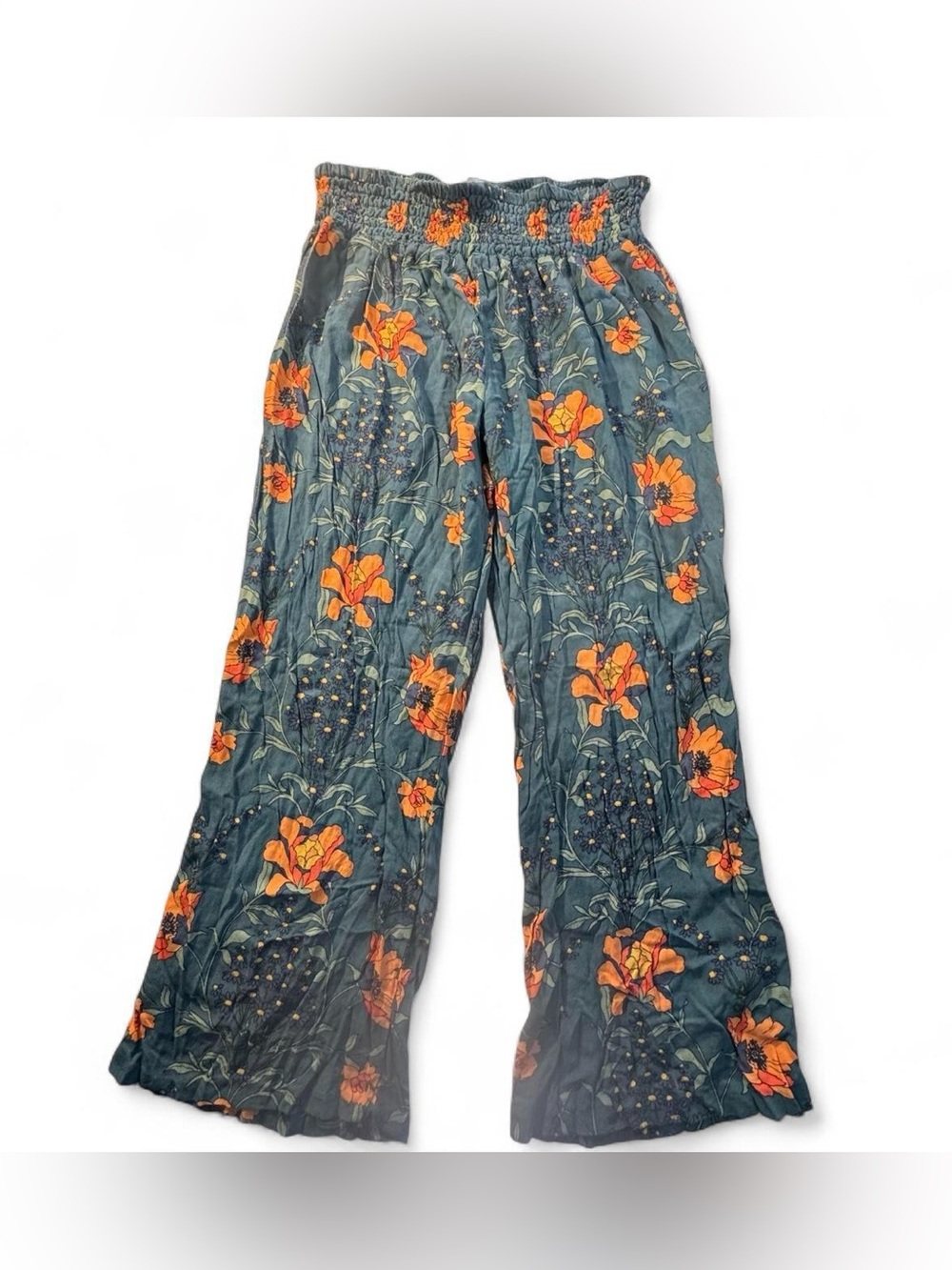 O’Neill Women’s Floral Wide Leg Beach Pants Large Elastic Waist Boho Resort Pant